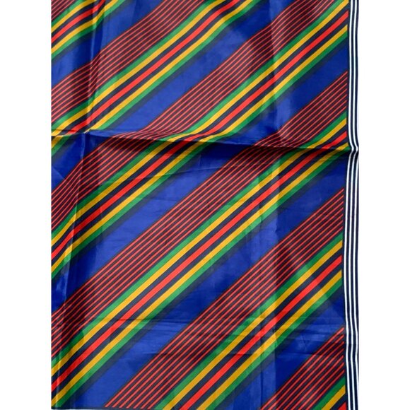 Vintage Striped & Geometric Silk-Like Polyester Scarf Water Repellent - Picture 4 of 6